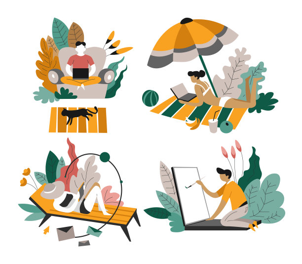 远程工作或自由职业者与图片下载