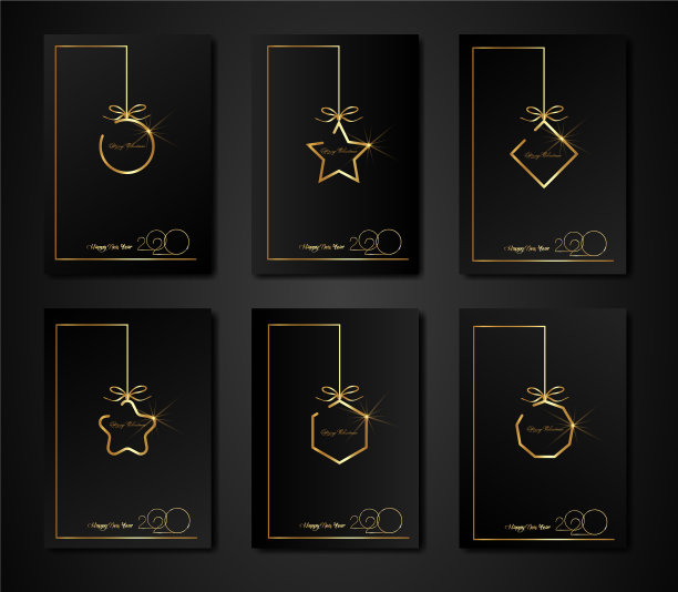 设定2020年新年快乐金卡纹理金色图片下载