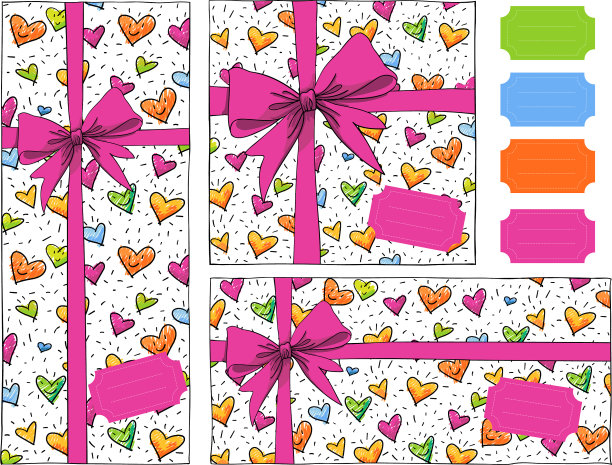 生日礼物五颜六色，可爱的心图片下载