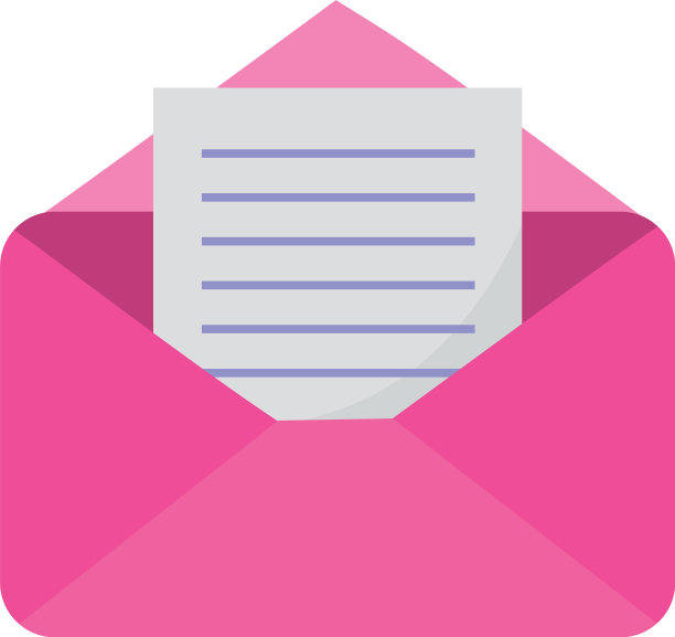 粉红色的打开信封邮件信息邮件图标图片下载