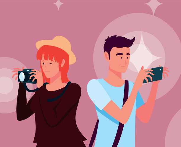 女人和男人拍照设计图片下载