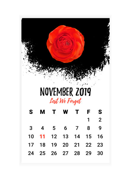 纪念日日历页红罂粟图片下载