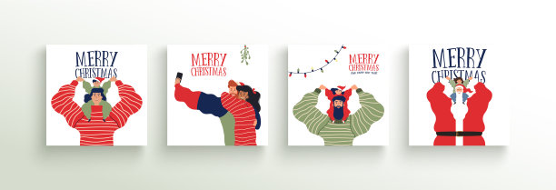 圣诞快乐，阖家欢乐，人齐贺卡图片下载