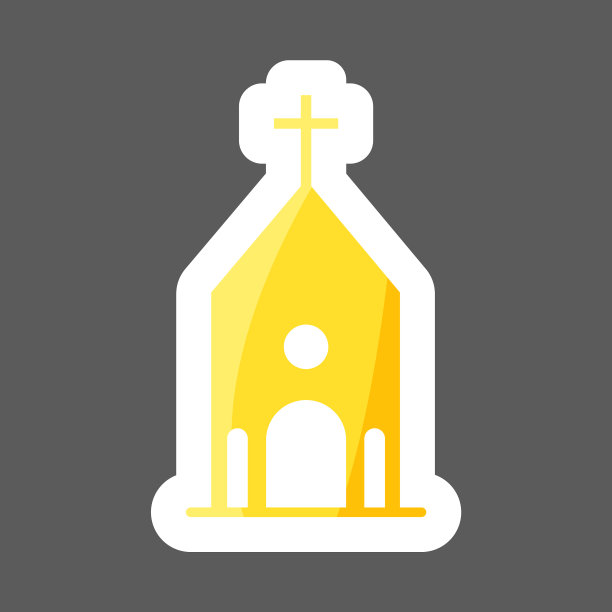 教堂建筑彩色贴纸图标教堂图标图片下载