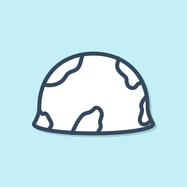 蓝色线军用头盔图标孤立在蓝色图片下载