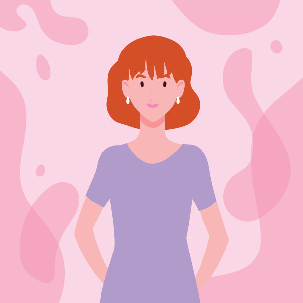 粉红色背景上的年轻女子图片下载