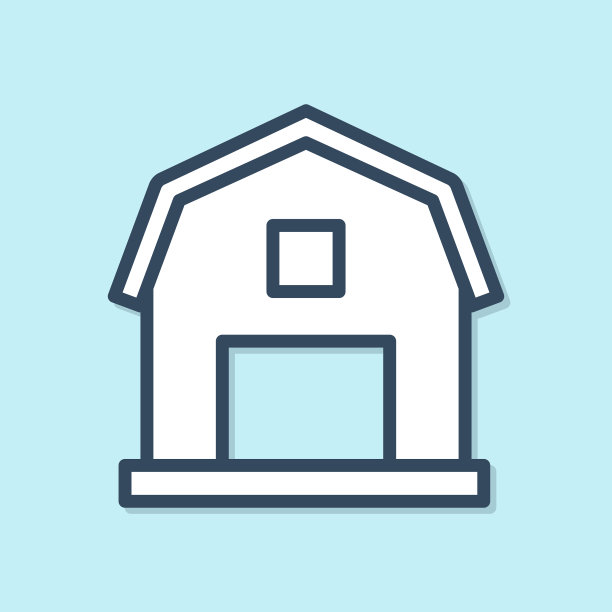 蓝线农场房子概念图标孤立在蓝色图片下载