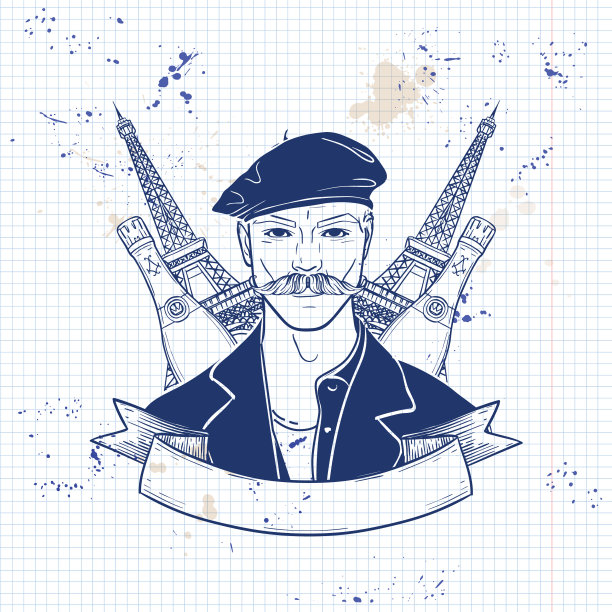 手绘素描的法国人图片下载