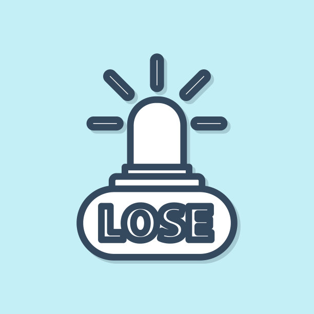 蓝线赌场失去图标孤立在蓝色图片下载