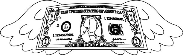 羽毛变形1美元纸币轮廓图片下载