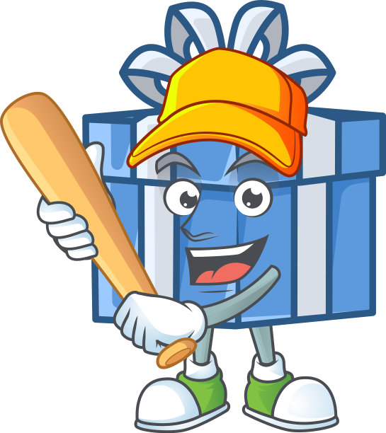 滑稽微笑的蓝色礼盒卡通吉祥物玩图片下载