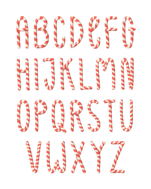 卡通圣诞糖果手杖手绘字体图片下载