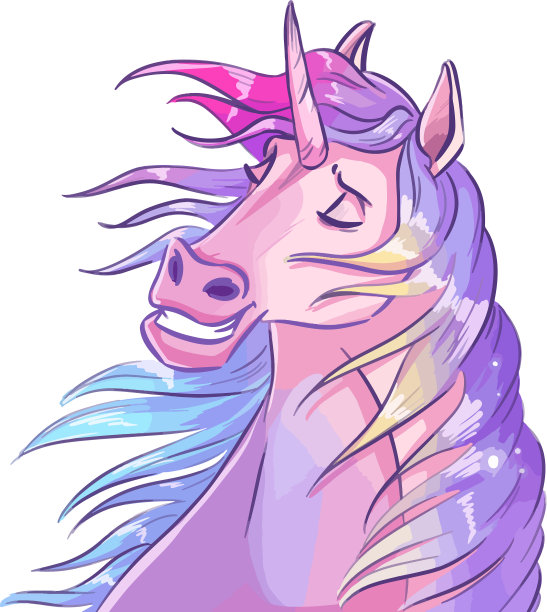 独角兽动物线孤立在白色背景上图片下载