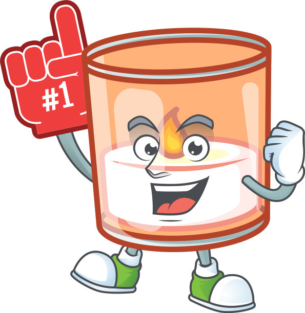 吉祥物卡通上的玻璃泡沫手指蜡烛图片下载