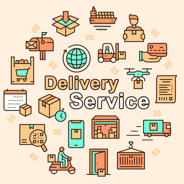 全球邮政交付线性图标集图片下载