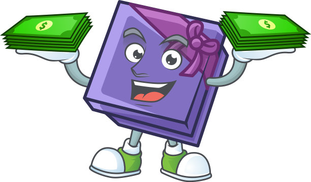 自信微笑的紫色礼盒character with图片下载