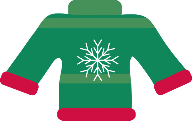 绿丑毛衣雪花装饰快乐图片下载