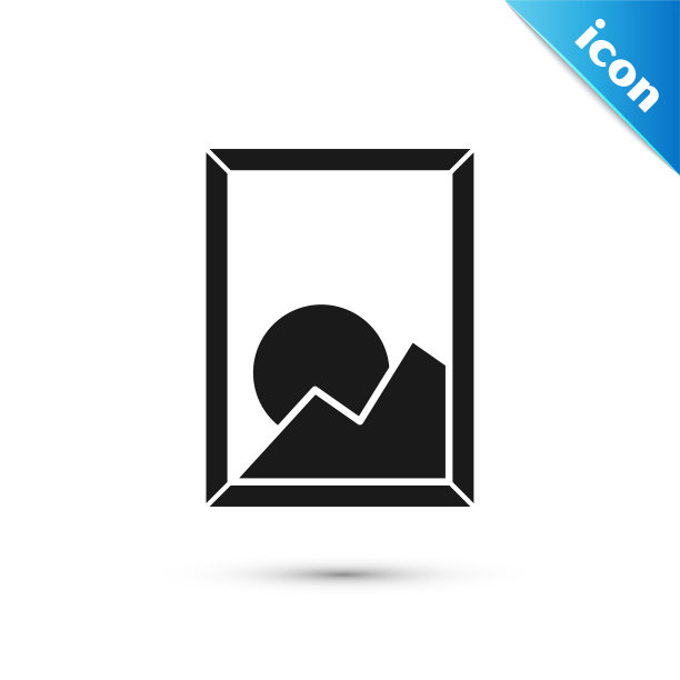 黑色图片风景图标孤立在白色图片下载