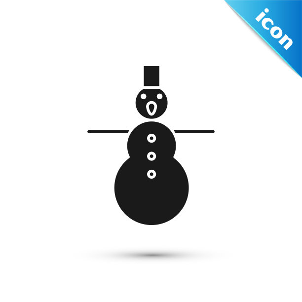 黑色圣诞雪人图标孤立在白色图片下载