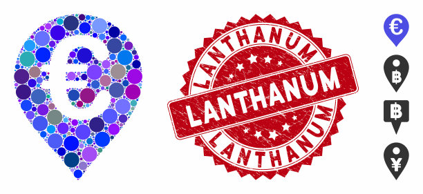 马赛克欧洲地图标记图标与垃圾镧图片下载