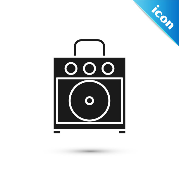 黑色吉他放大器图标隔离在白色图片下载