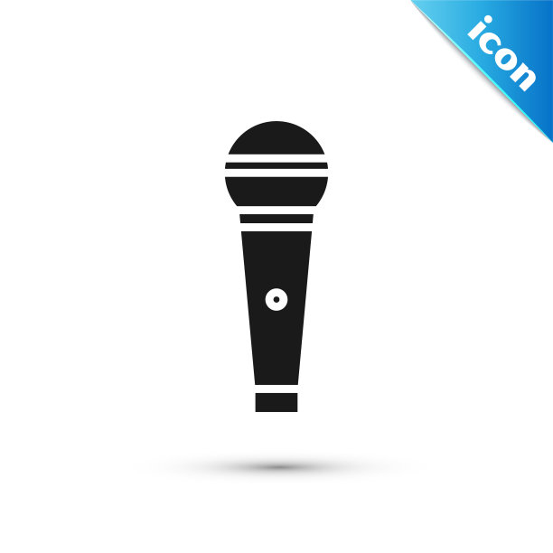 黑色麦克风图标隔离在白色背景图片下载