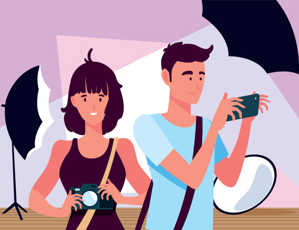 女人和男人拍照设计图片下载