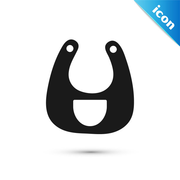 黑色babib图标隔离在白色背景图片下载