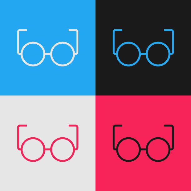 颜色线眼镜图标孤立的颜色图片下载