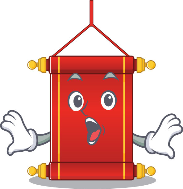 惊讶的中国卷轴脸上的手势在卡通图片下载