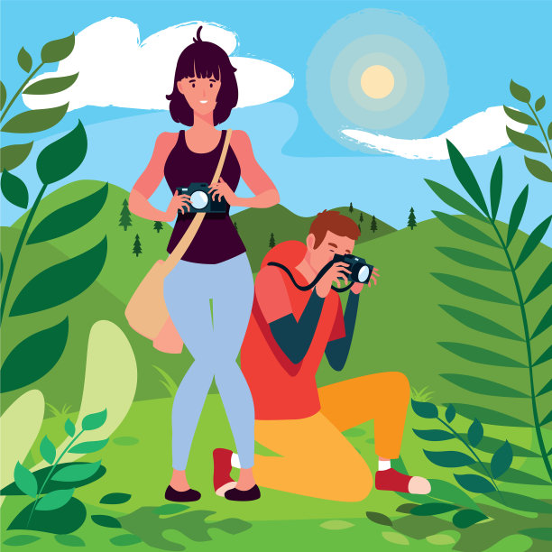 女人和男人拍照设计图片下载