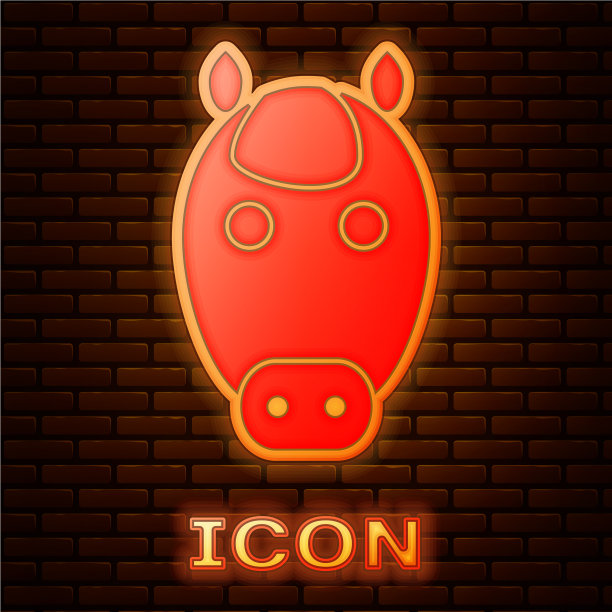 霓虹灯马星座图标孤立图片下载