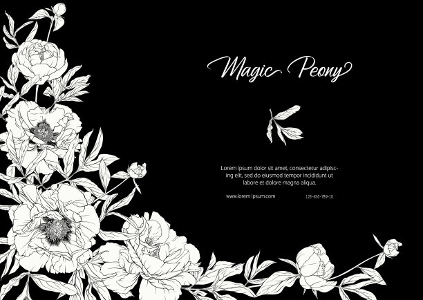 白色牡丹模板的婚礼请柬图片下载