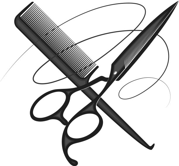 剪刀梳和卷发图片下载