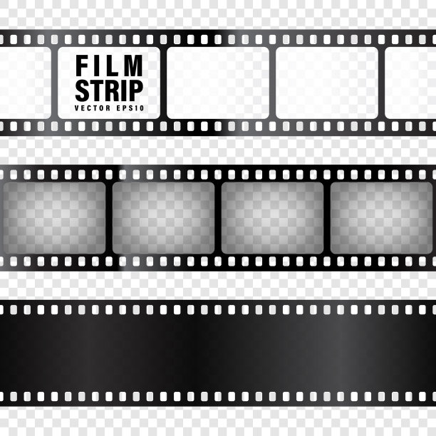 逼真的胶片条收集上透明图片下载