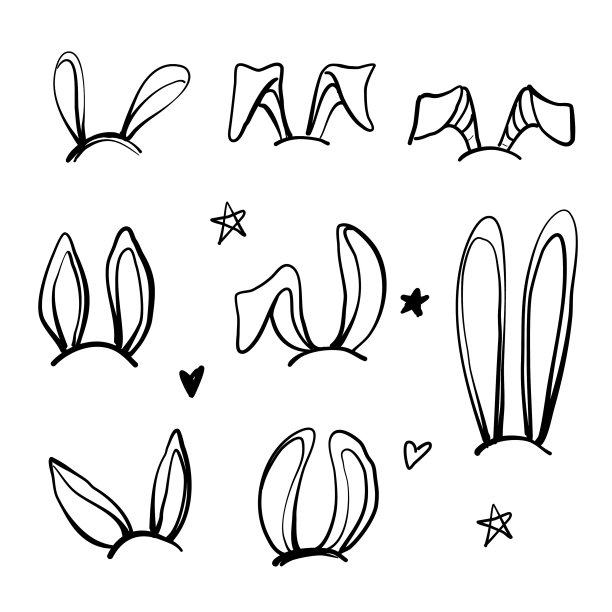 设置兔子的耳朵装饰手绘图片下载