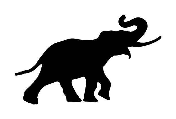 孤立的雄象剪影图片下载