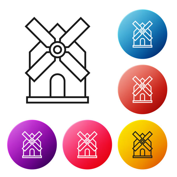 黑线风车图标孤立在白色图片下载