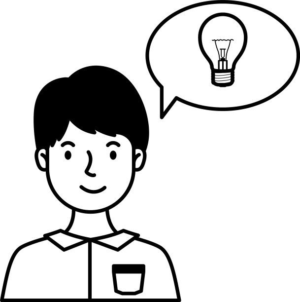 一个有语言泡泡和灯泡的年轻人图片下载