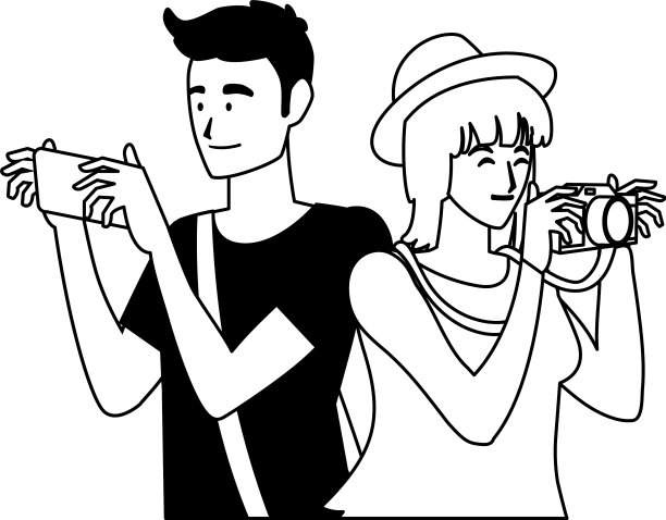 女人和男人拍照设计图片下载