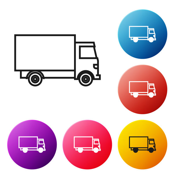 运送货车车辆的黑线图标图片下载