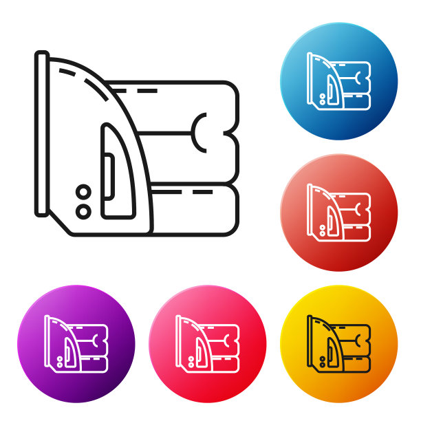 黑线电熨斗和毛巾图标隔离图片下载