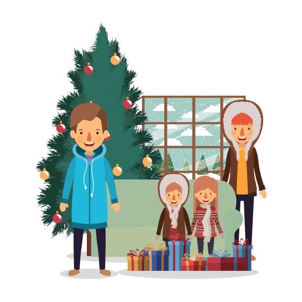 家人用松木庆祝圣诞节图片下载