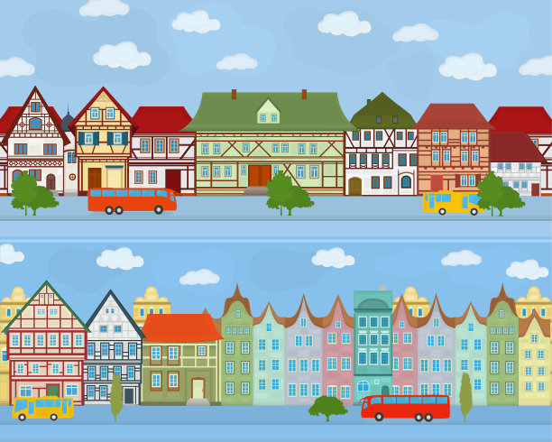 城市景观与传统建筑。图片下载