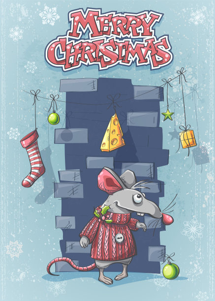 可爱的卡通老鼠圣诞快乐图片下载