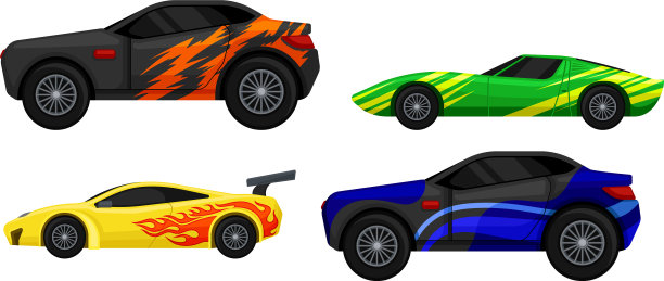 侧面观看多彩的跑车集图片下载