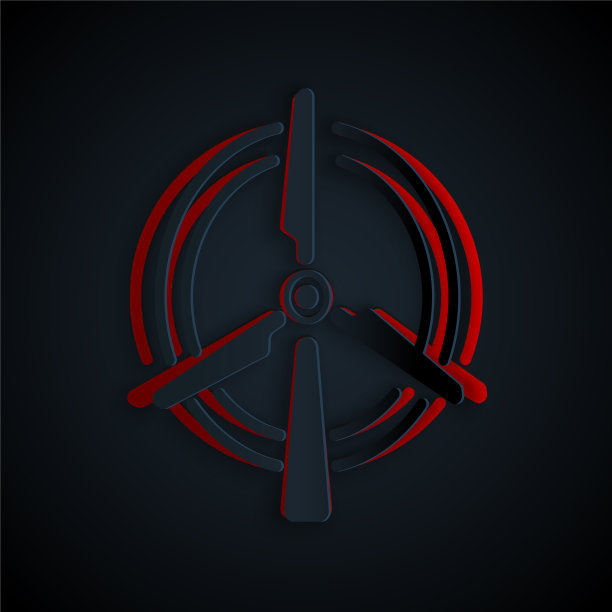 剪纸旋转风力涡轮机图标孤立上图片下载