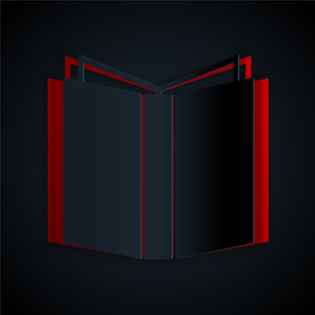 剪纸打开书图标孤立在黑色图片下载