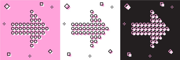 设置点箭头图标隔离在粉红色和白色图片下载