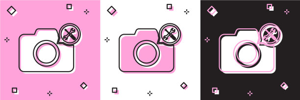 设置相机螺丝刀和扳手图标图片下载